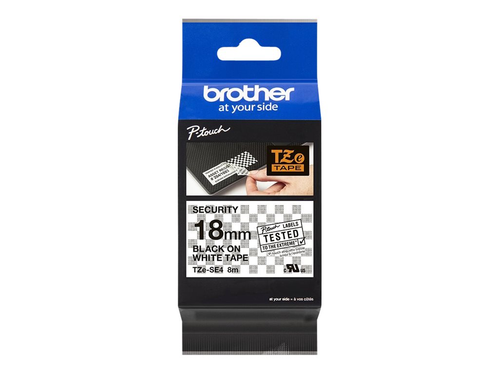 Schriftbandkassette Brother 18mm weiß/schwarz TZESE4