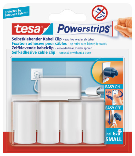 Tesa 58035 - Powerstrips - Kabelclip - weiß - 5 Stück