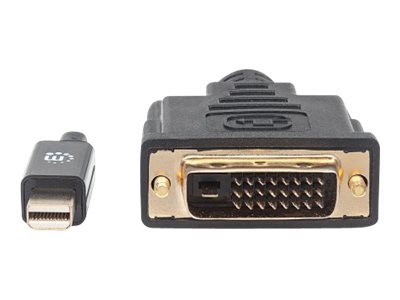 Manhattan Mini DisplayPort 1.2a to DVI 24+1 Cable, 1080p, 1.8m, Male to Male, Passive, 1080p@60Hz, Compatible with DVD-D, Black, Lifetime Warranty, Polybag - Videokabel - Mini DisplayPort (M)