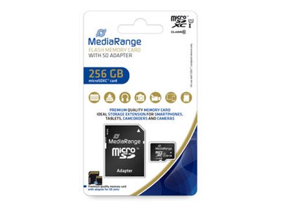 MediaRange SD MicroSD Card 256GB UHS-1 Cl.10 inkl. Adapter