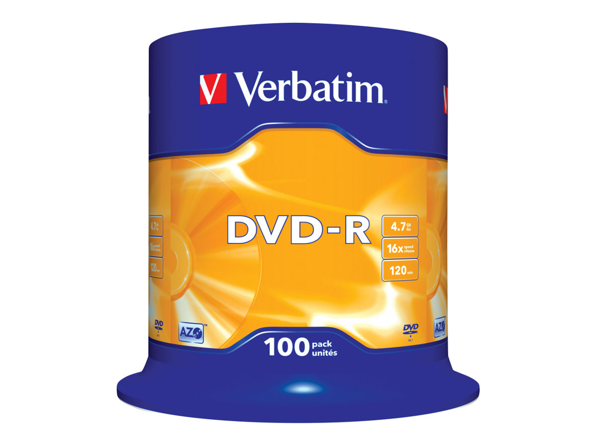 Verbatim 100 x DVD-R - 4.7 GB 16x - mattsilber