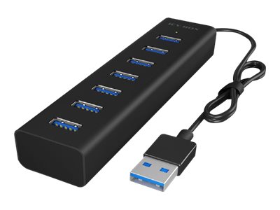 ICY BOX | USB 3.2 Gen 1 zu 7-Port USB 3.2 Gen 1 Type-A Hub, Alu-Gehäuse, Netzteil 5V/3A | black