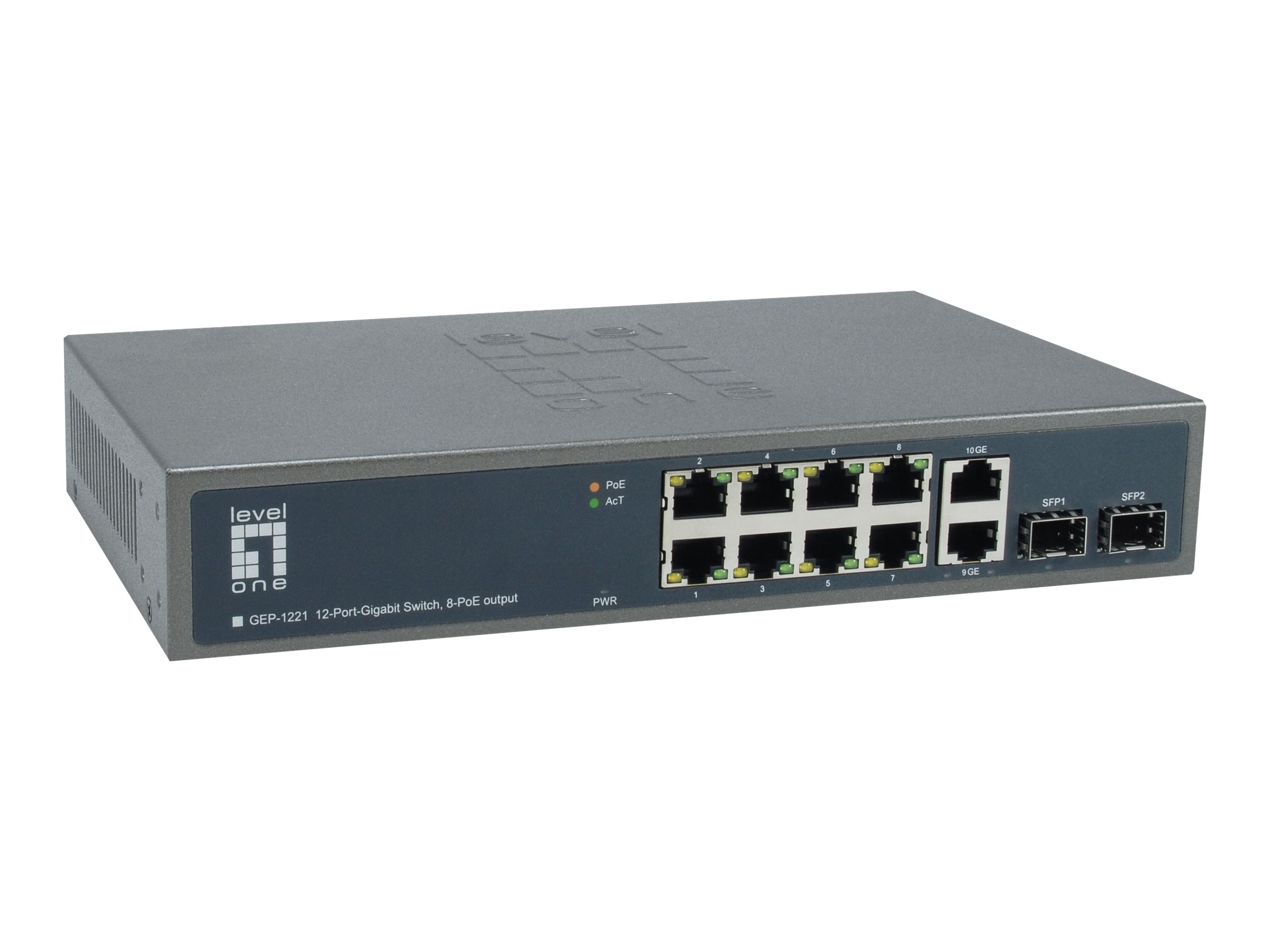 LevelOne GEP-1221 - Switch - unmanaged - 8 x 10/100/1000 (PoE+)