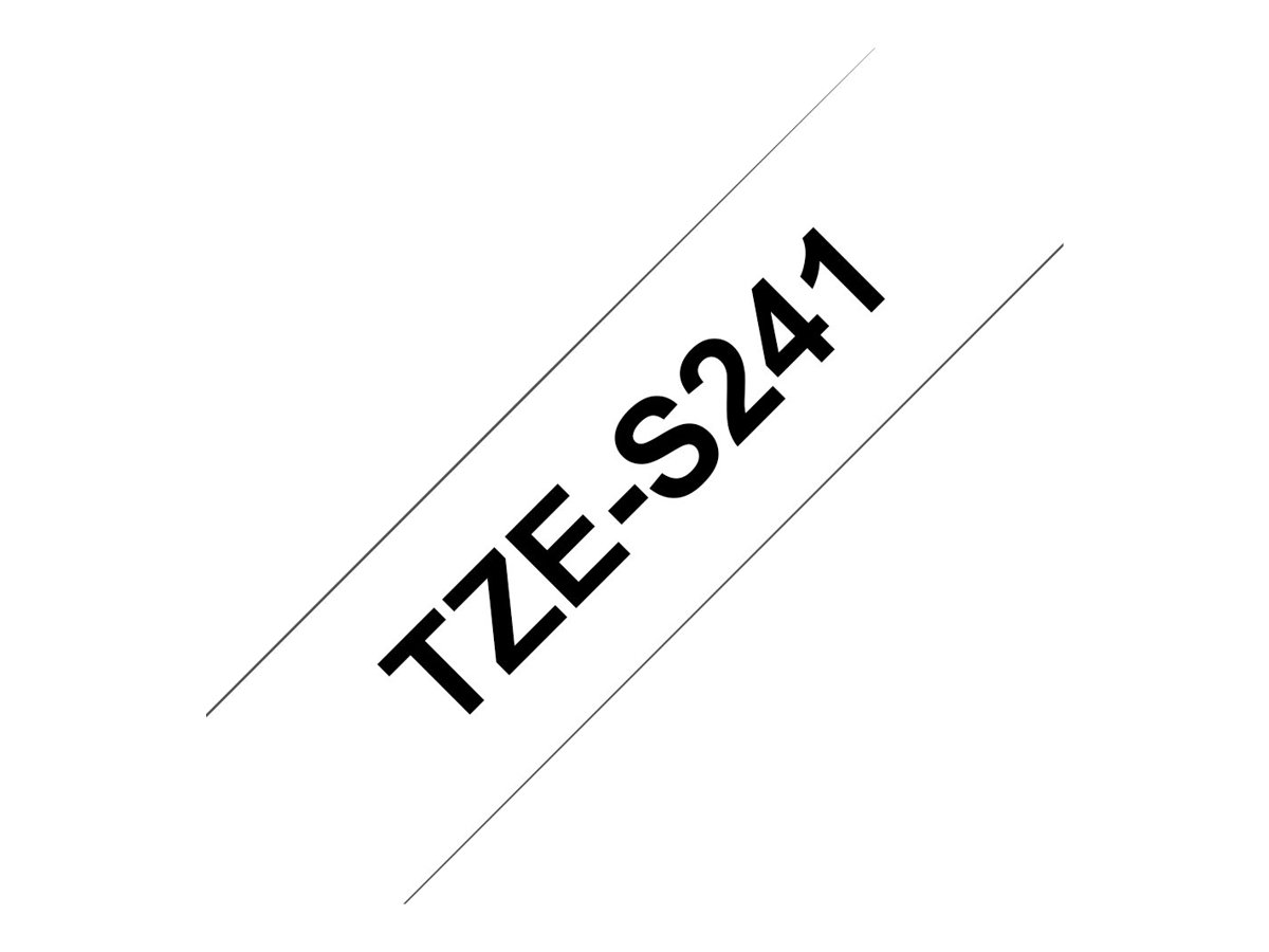 Brother TZe-S241 - Extra starker Klebstoff - Schwarz auf Weiß - Rolle (1,8 cm x 8 m)