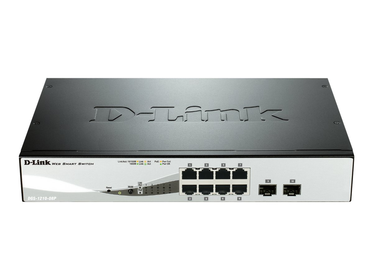 D-Link Web Smart DGS-1210-08P - Switch - managed - 8 x 10/100/1000 (PoE)