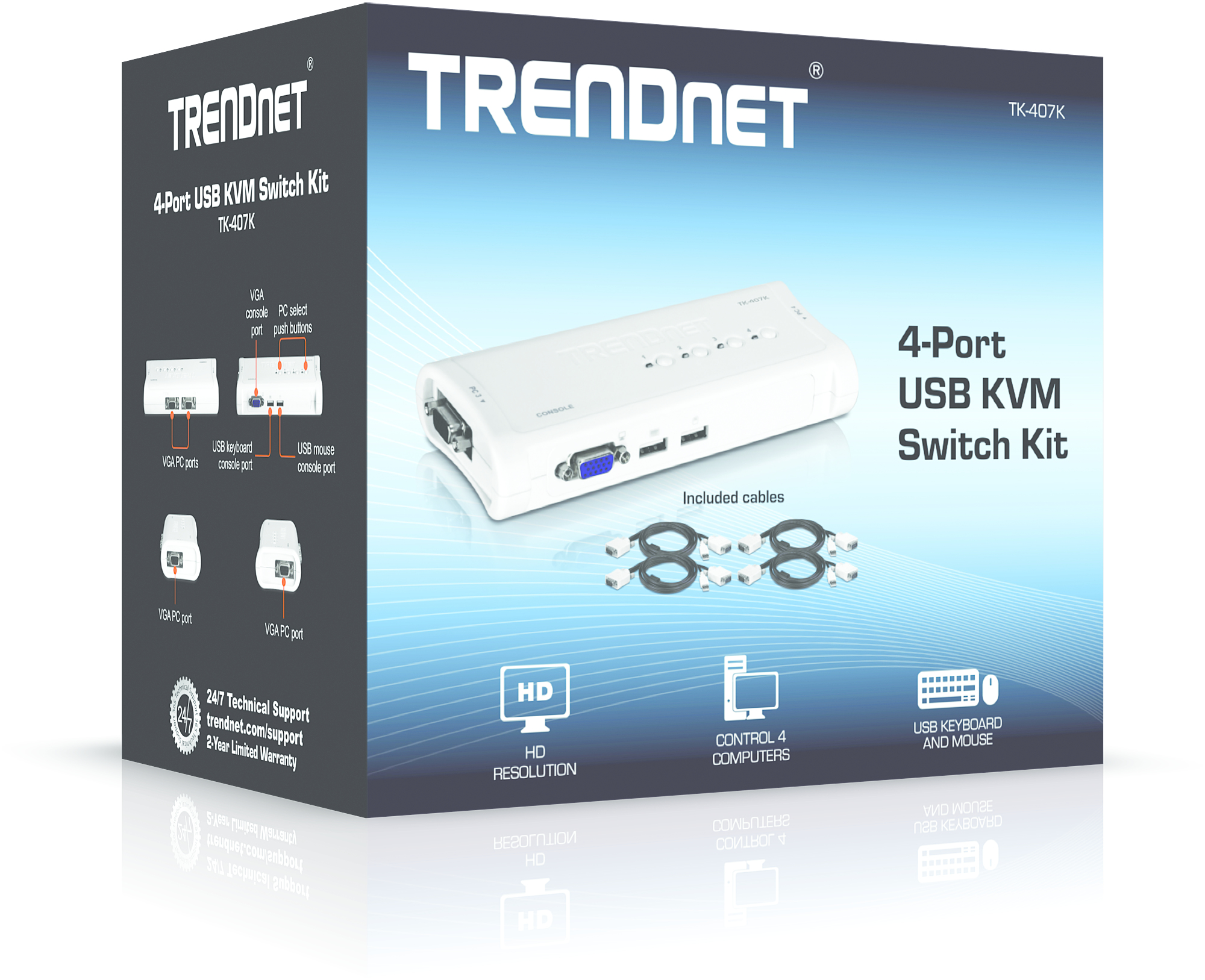 TRENDnet TK 407K - KVM-Switch - 4 x KVM port(s)