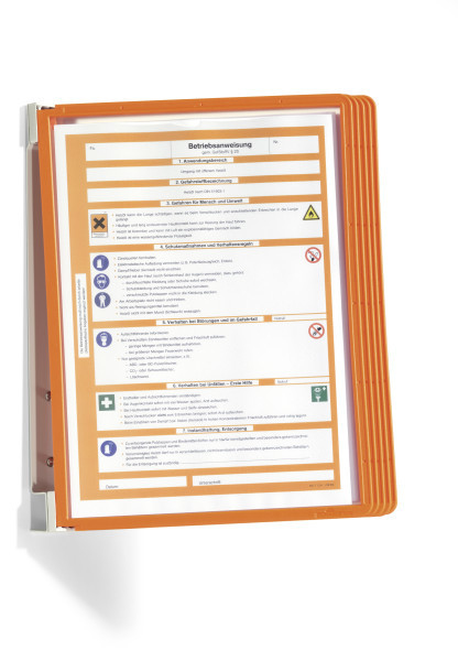 Wand-Sichttafelsystem VarioWall A4 – 5 Sichttafeln – orange