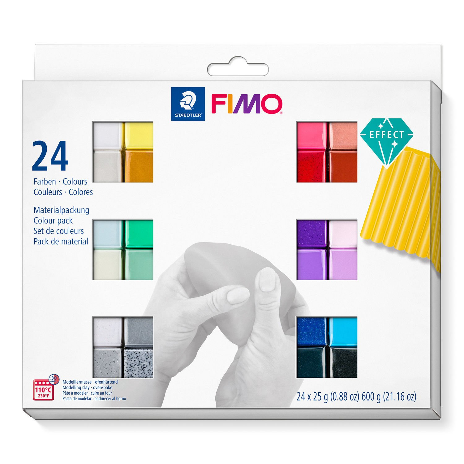 STAEDTLER FIMO 8013 C - Modellierton - Schwarz - Blau - Kupfer - Gold - Grün - Grau - Perleffekt - Pink - Violett - Rot - Rose - Silber - Weiß - Gelb - 24 Stück(e) - 24 Farben - 110 °C - 30 min