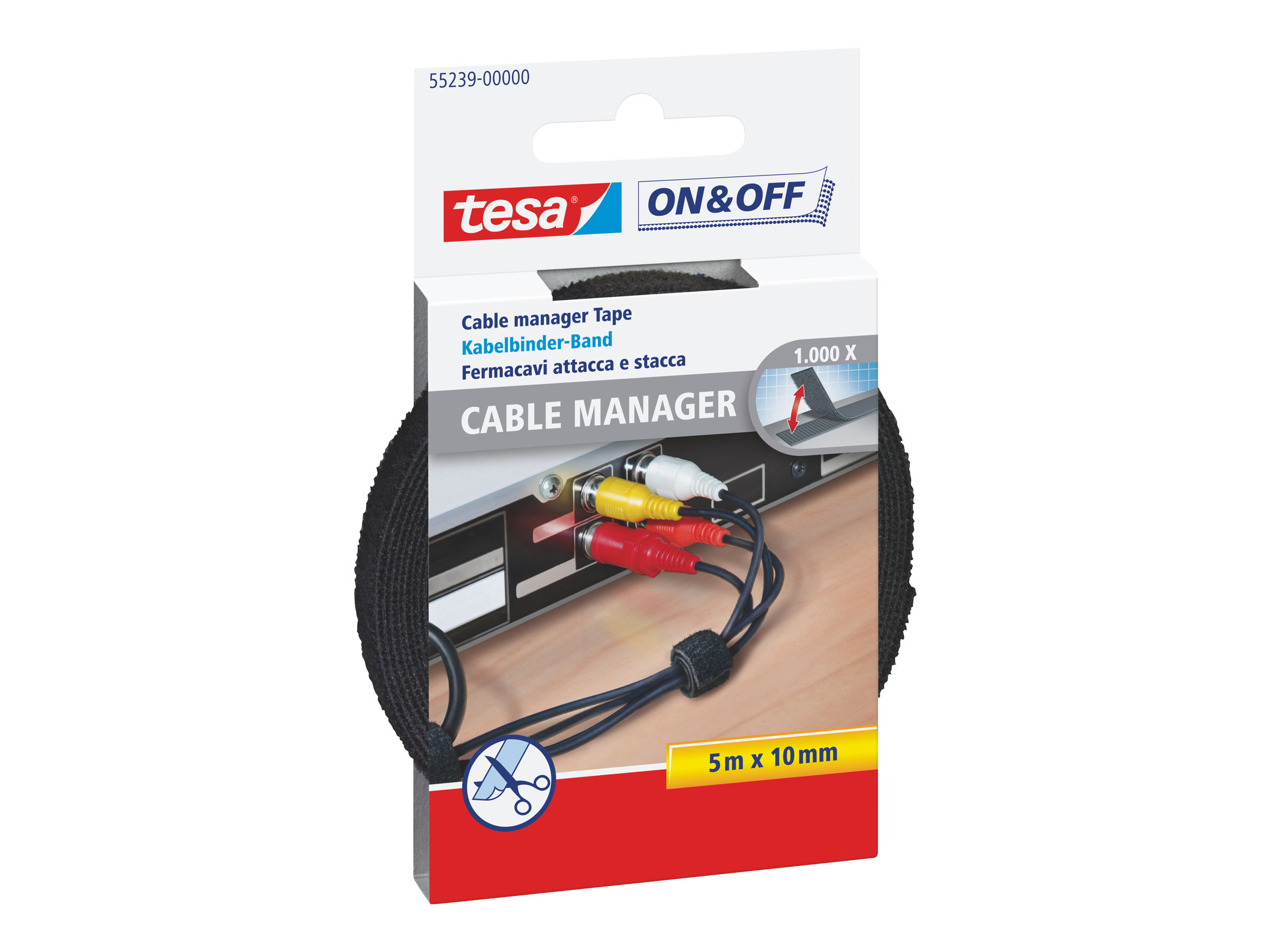 Tesa 55239 - Cable Manager - On & Off - Kabelbinder - 20 cm x 12 mm