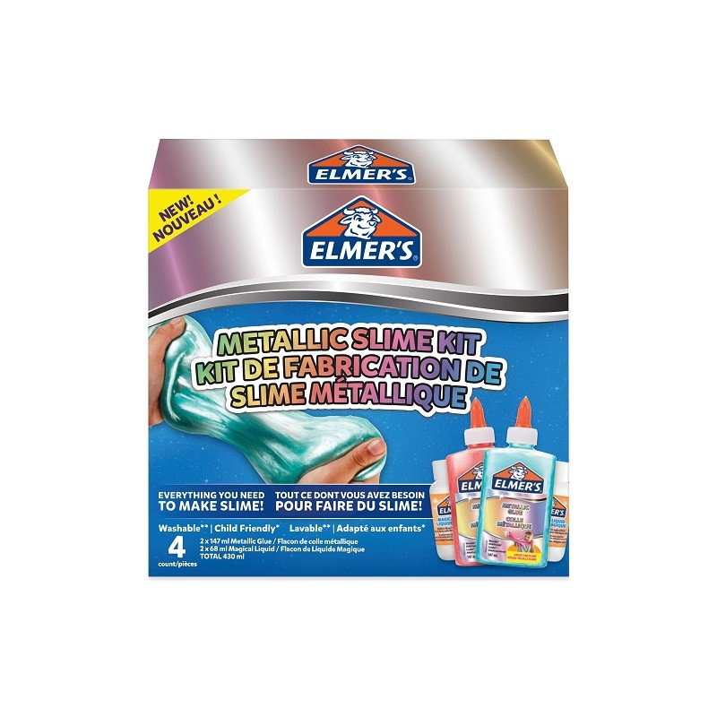 Elmer's | DIY Metallic Slime Kit| Inhalt: Metallic Grün + Rosa| 2x Magical Liquid