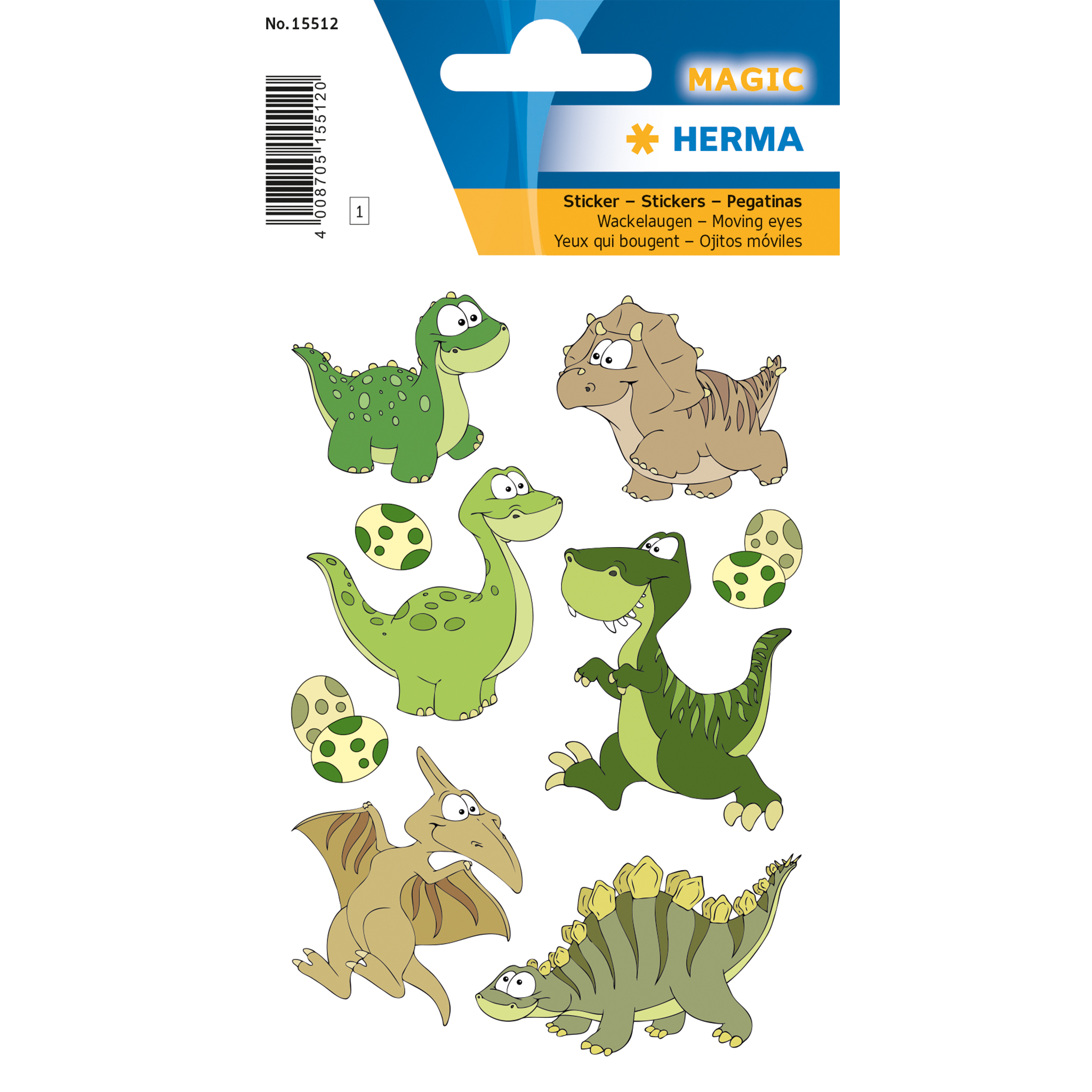 HERMA  Sticker Dino Kinder - Kunststoff -  Dinosaurier - Dauerhaft - 9 Stück(e) - 1 Blätter