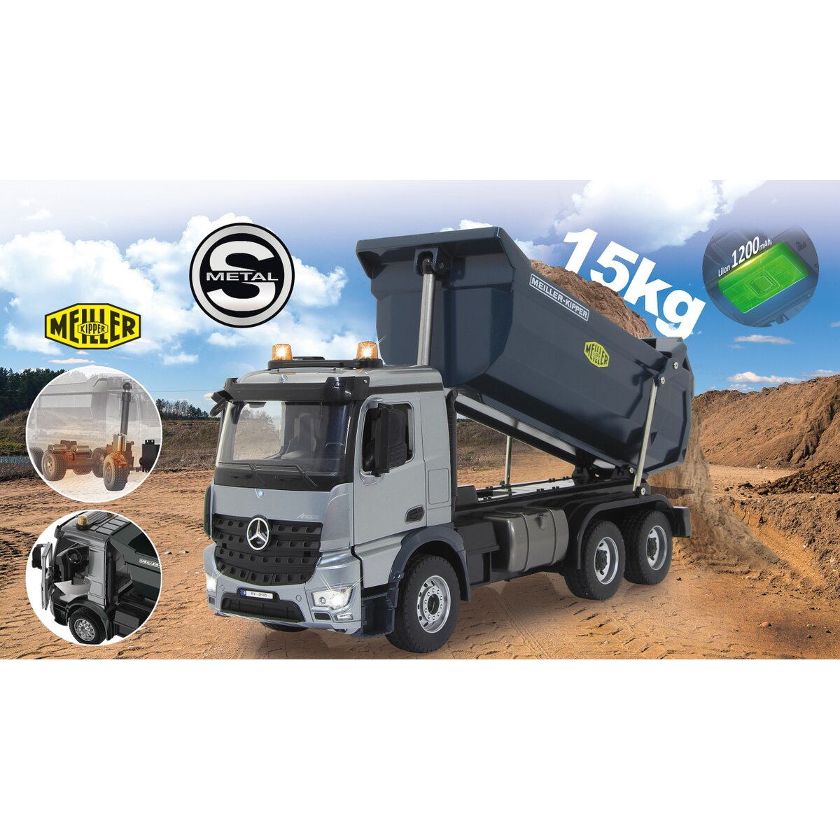 JAMARA | Muldenkipper | Mercedes-Benz Arocs Metal Meiller | 1:20 | 2,4GHz 