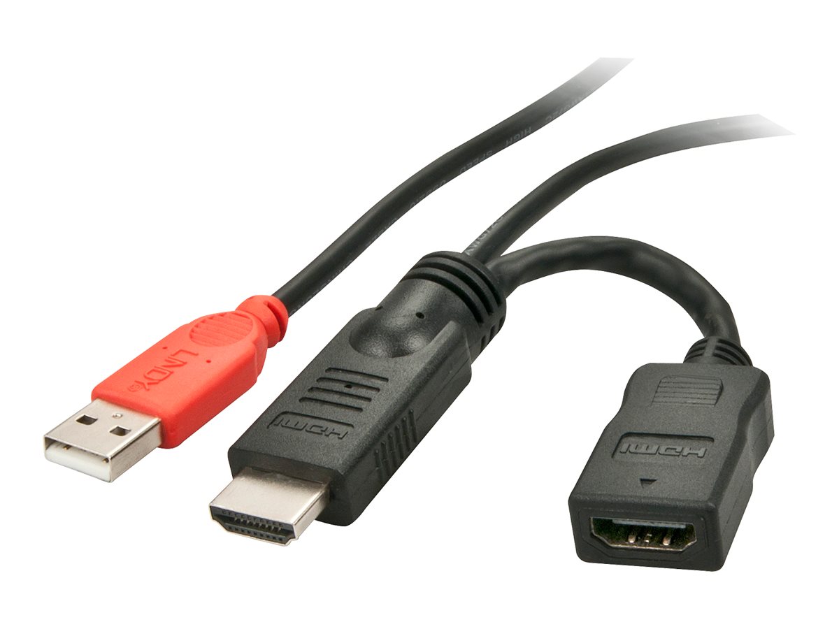 Lindy | HDMI 1.4 M/F Stromeinspeisungsadapter mit USB Typ A Stecker (ca. 15cm)