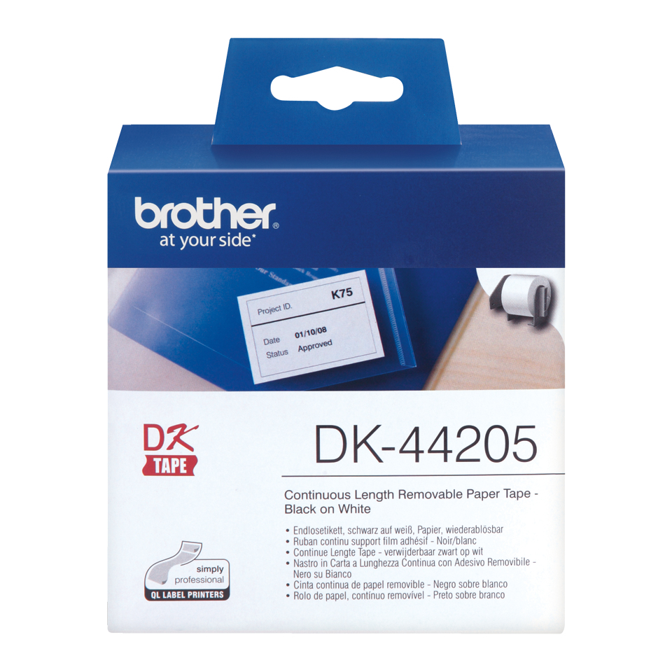 Brother DK44205 - Entfernbarer Klebstoff - weiß - Rolle (6,2 cm x 30,5 m)