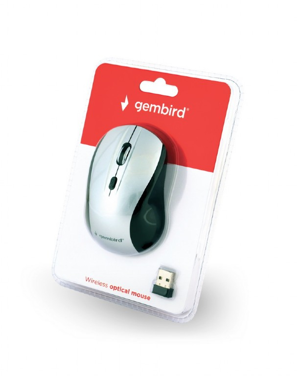Gembird MUSW-4B-02-BS - Maus - optisch - 4 Tasten - kabellos - 2.4 GHz - kabelloser Empfänger (USB)