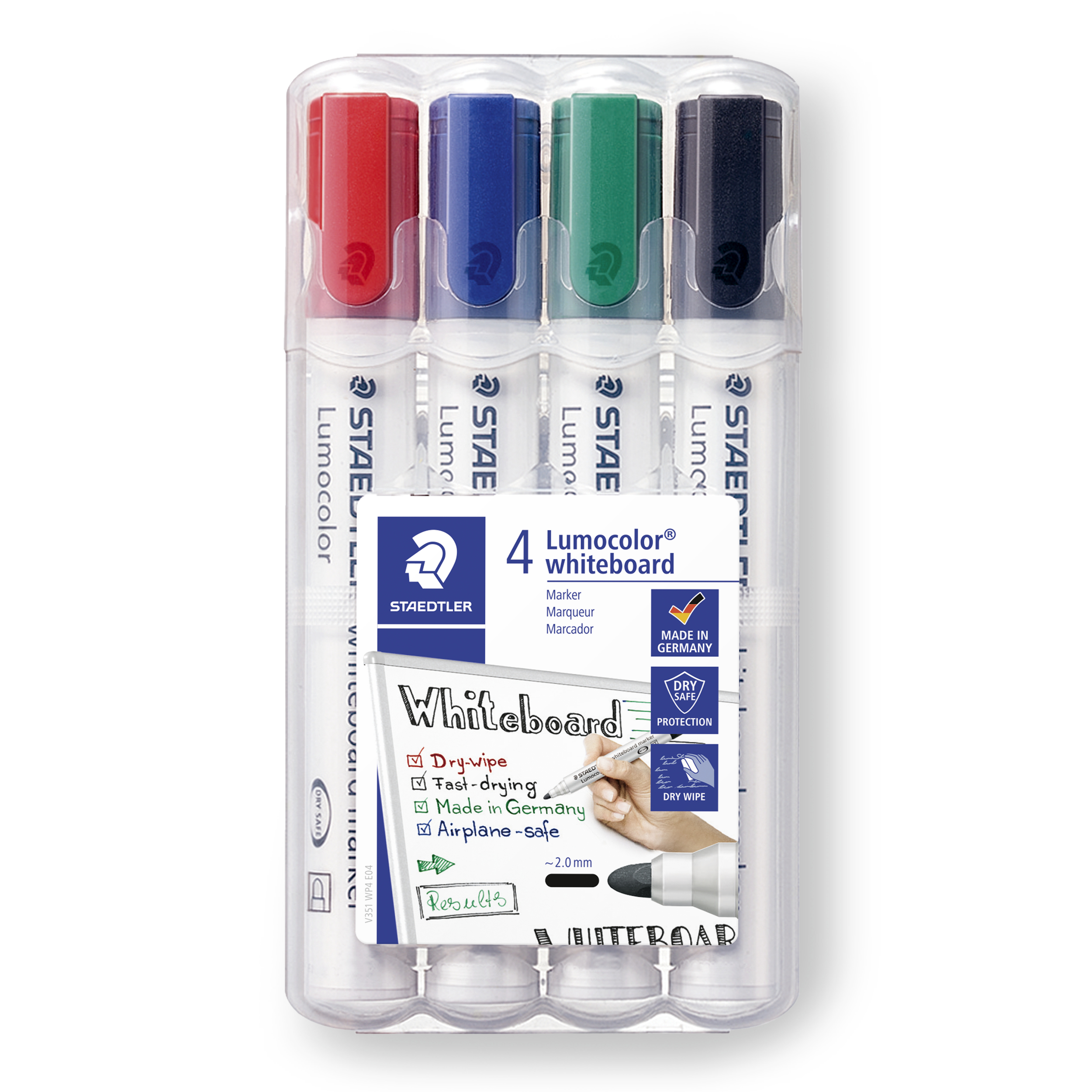 STAEDTLER Lumocolor  - 4 Stück(e) - Schwarz - Blau - Grün - Rot - Rundspitze - Mehrfarben - Polypropylen (PP) - 2 mm