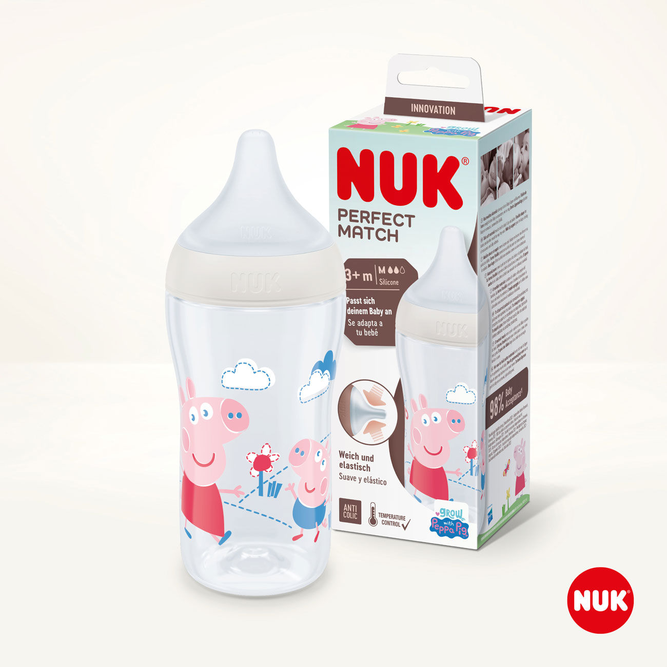 NUK | Trinkflasche Perfect Match | Peppa Pig | 260ml | Weiß