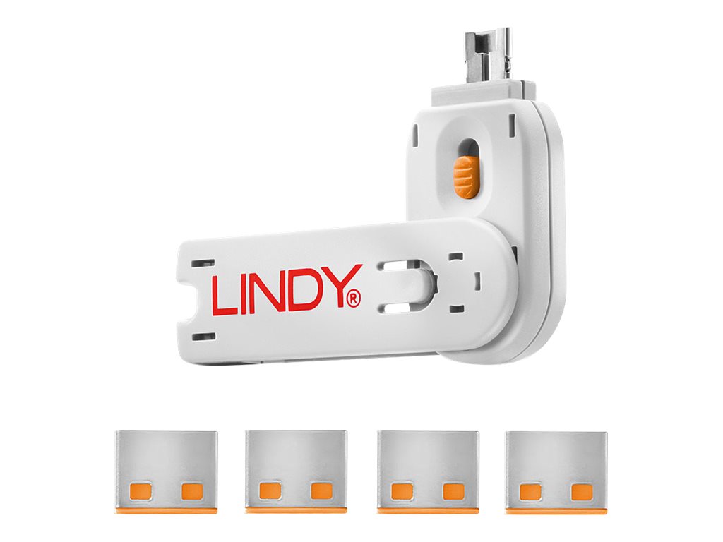 Lindy | USB Typ A Port Schlüssel mit 4 Schlössern, Orange