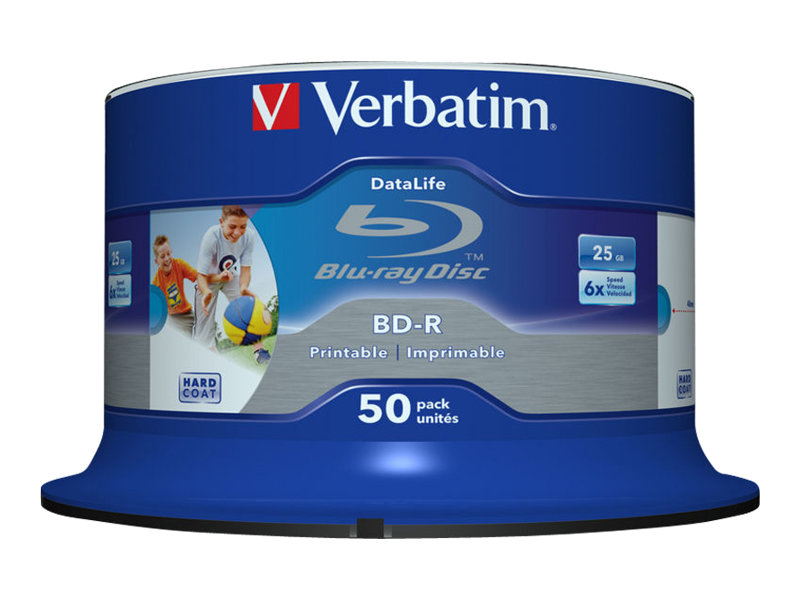 Verbatim DataLife - 50 x BD-R - 25 GB 6x - mit Tintenstrahldrucker bedruckbare Oberfläche
