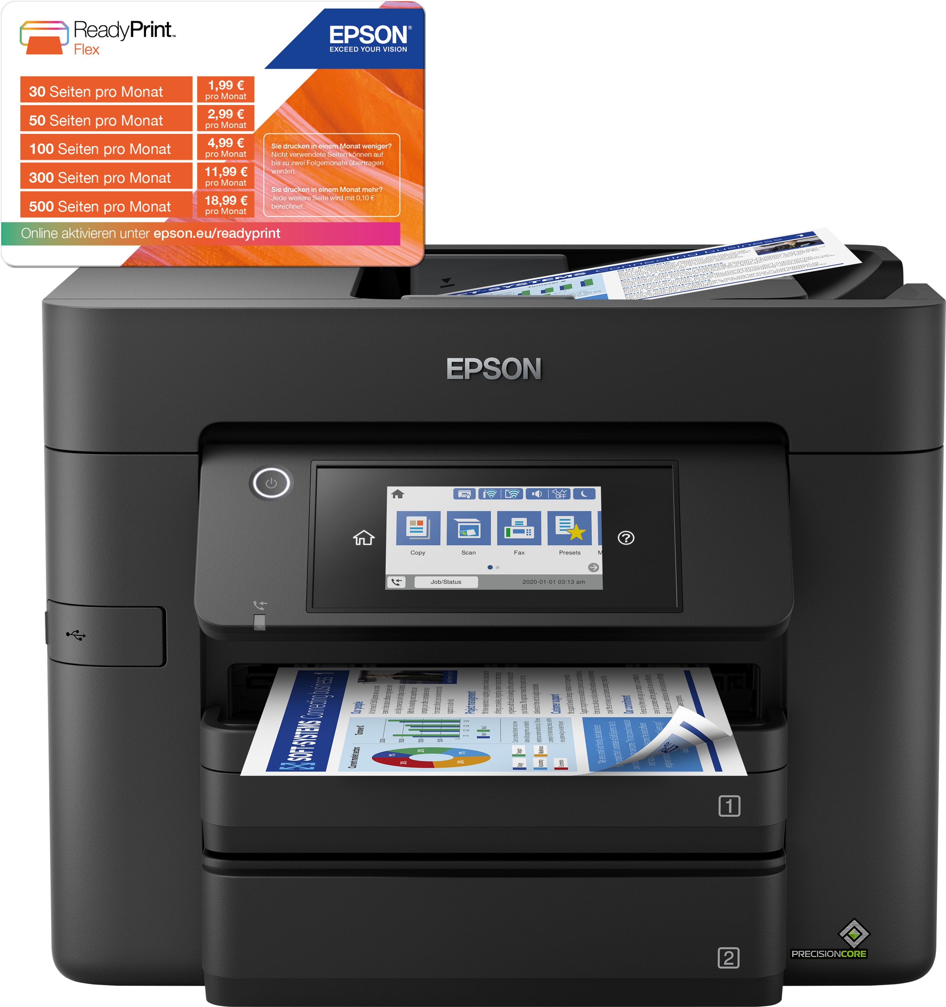 Epson WorkForce Pro WF-4830DTWF - Multifunktionsdrucker - Farbe - Tintenstrahl - A4/Legal (Medien)