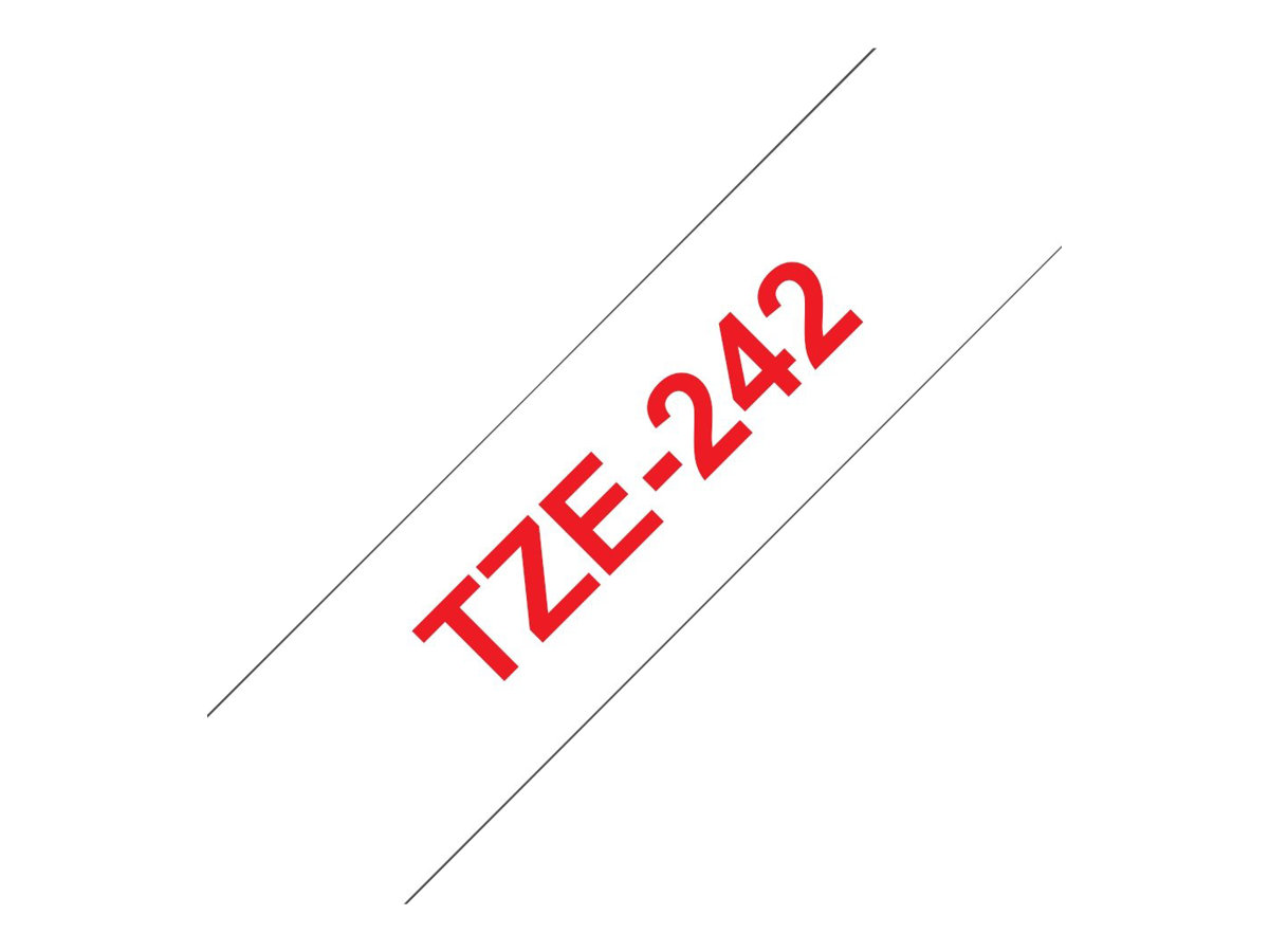 Brother TZe-242 - Standard-Klebstoff - Rot auf Weiß - Rolle (1,8 cm x 8 m)