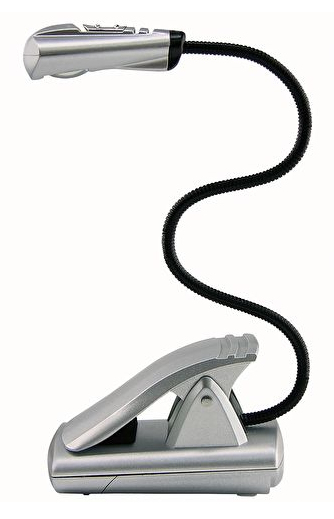 Mobile LED-Leselampe mit Clip, Silber