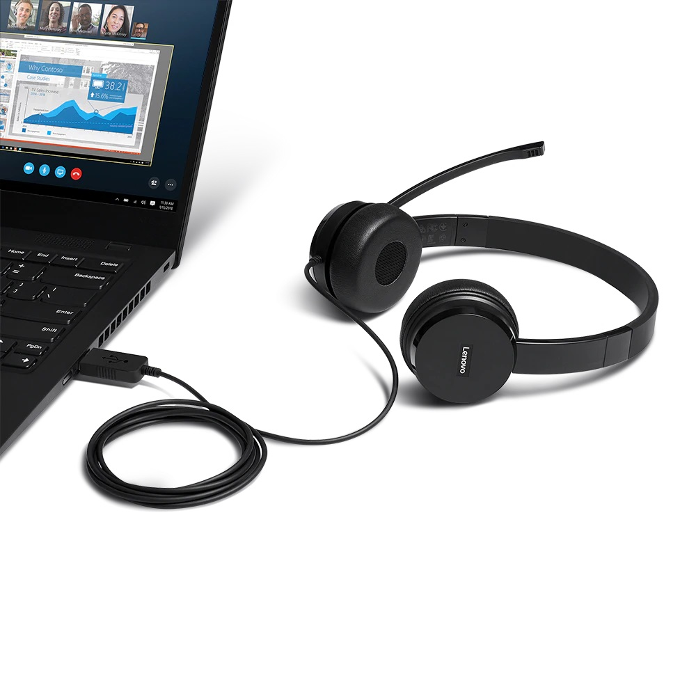 Lenovo 100 - Headset - On-Ear - kabelgebunden - USB