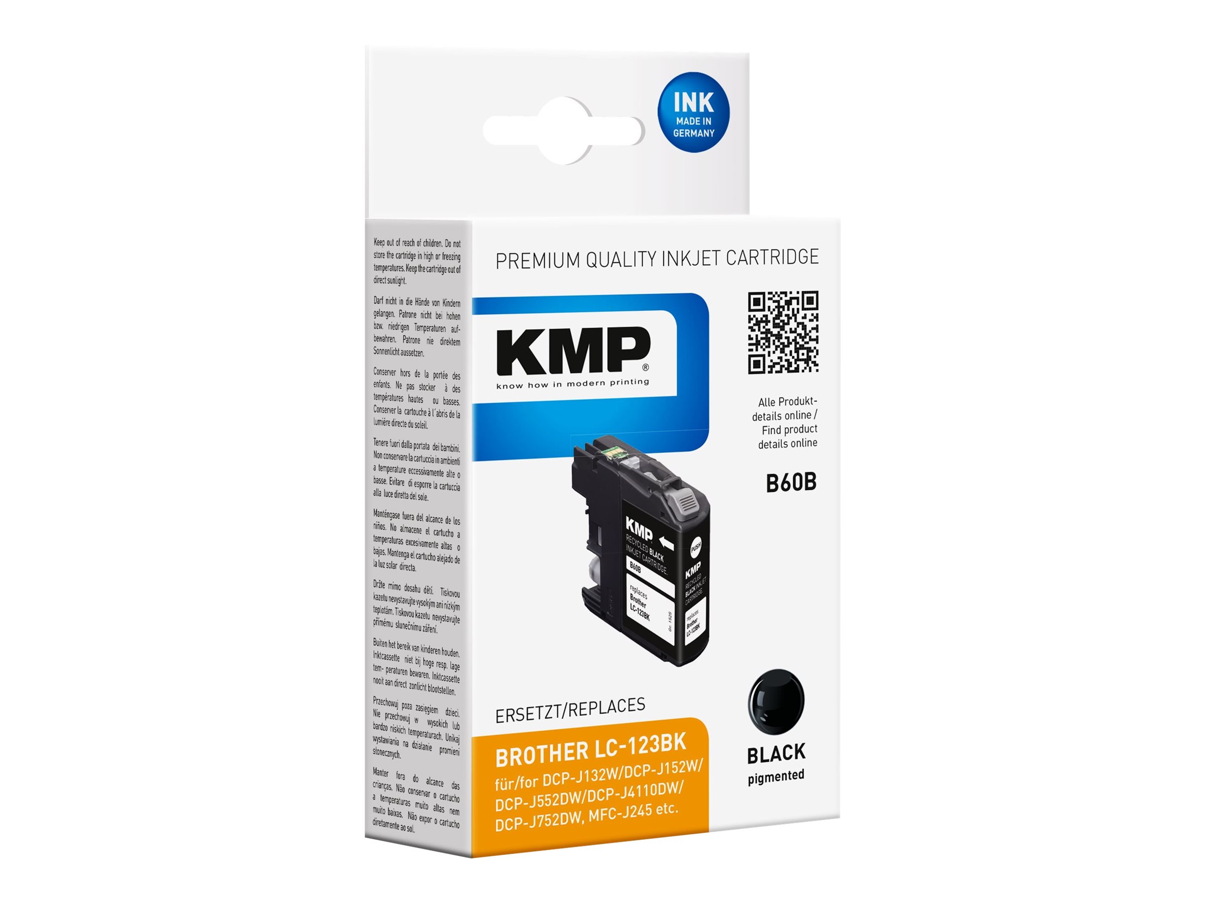 KMP B60B - 14.1 ml - Schwarz - kompatibel - Tintenpatrone (Alternative zu: Brother LC-123BK)